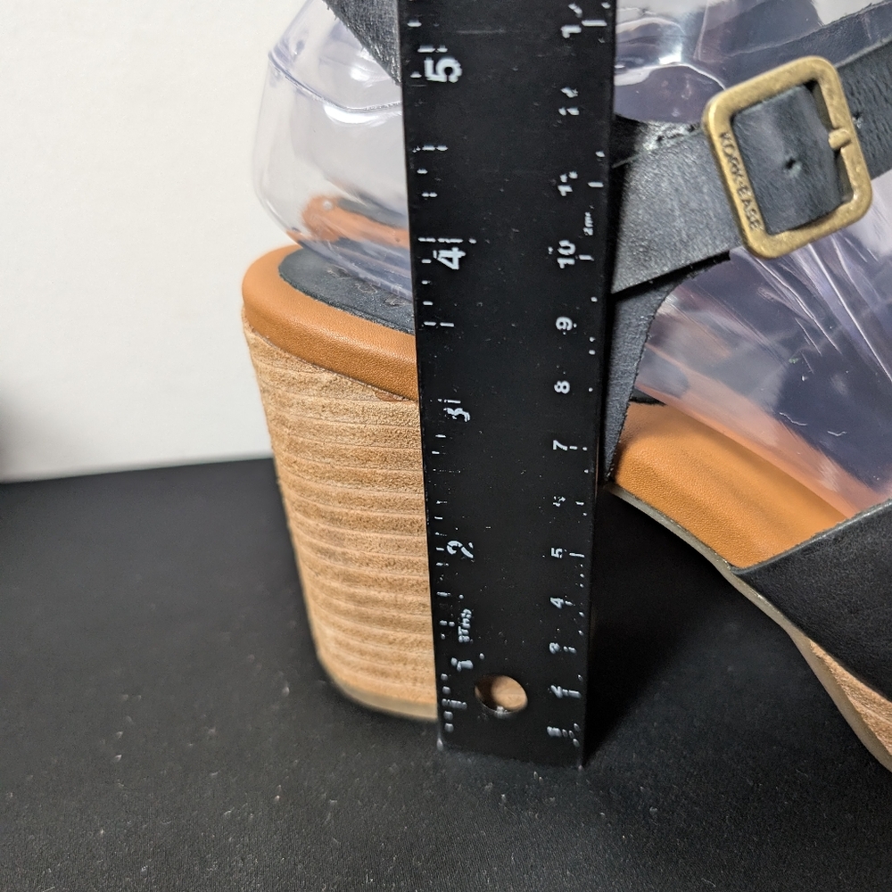 Kork Ease Heel Sandals Hutton Black Cross Strappy Leather Chunky Block Sz 7 - Picture 6 of 14